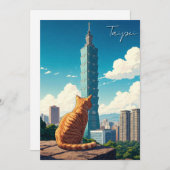 Katze bei Taipei 101 Taiwan Feiertagskarte (Vorne/Hinten)