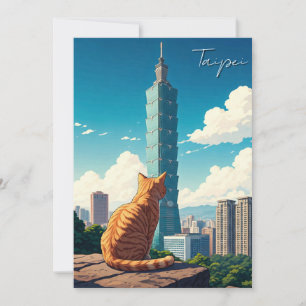 Katze bei Taipei 101 Taiwan Feiertagskarte