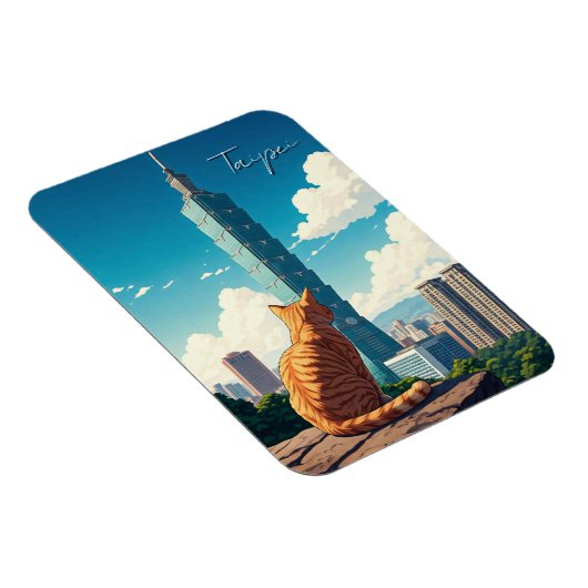 Katze bei Taipei 101 Taiwan Magnet (Rechte Seite)