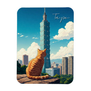 Katze bei Taipei 101 Taiwan Magnet