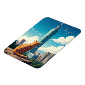 Katze bei Taipei 101 Taiwan Magnet (Linke Seite)