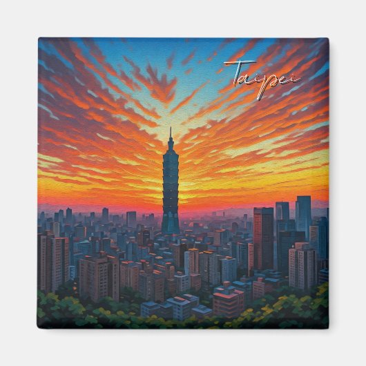 Katze bei Taipei 101 Taiwan Sunset Magnet (Vorne)