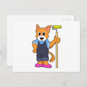 Katze bei Wallpapieren mit Druckwalze Postkarte (Vorne/Hinten)