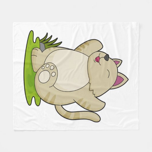 Katze bei Yoga Fleecedecke (Vorderseite (Horizontal))