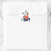 Katze bei Yoga in Cross-Baden Quadratischer Aufkleber (Tasche)