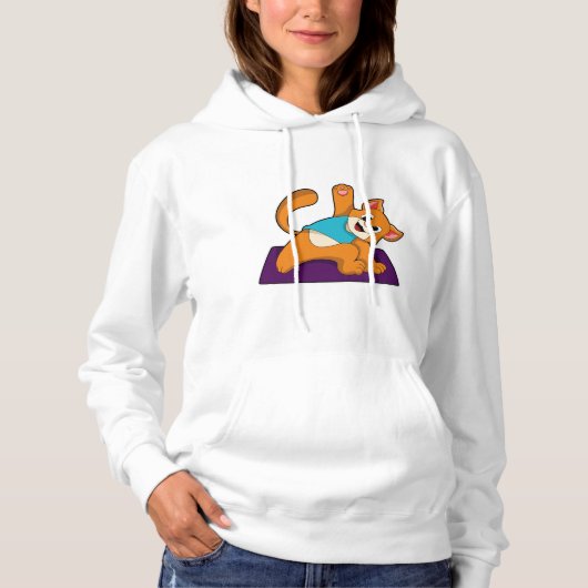 Katze bei Yoga mit Yoga-Matte Hoodie (Vorderseite)