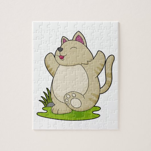 Katze bei Yoga Puzzle (Vertikal)