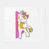 Katze bei Yoga Stretching-Übung Fleecedecke (Vorderseite (Horizontal))