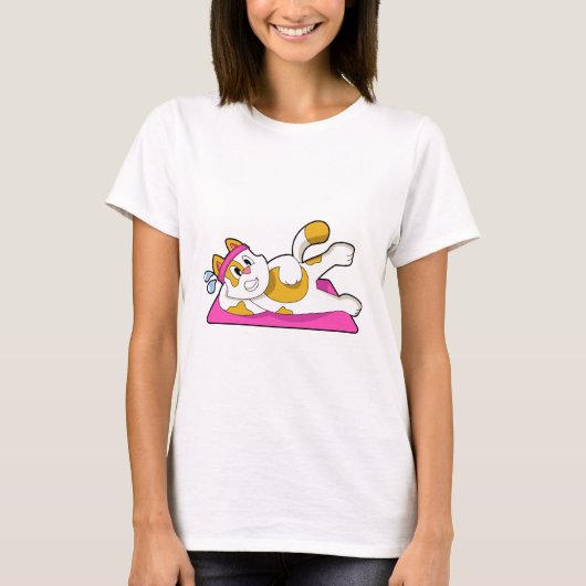 Katze bei Yoga Stretching-Übung T-Shirt (Vorderseite)