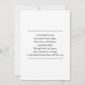 Katze, Beileid-Verlustkarte Einladung (Rückseite)