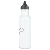 Katze beim Angeln mit Angelrute Edelstahlflasche (Rechts)