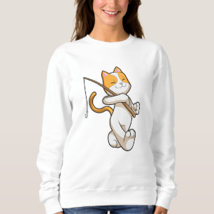 Katze beim Angeln mit Angelrute Sweatshirt