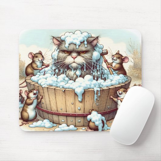 Katze beim Baden Mousepad (Mit Mouse)
