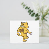 Katze beim Baseball mit Fanghandschuh Postkarte (Stehend Vorderseite)
