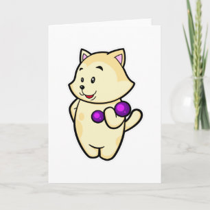 Katze beim Bizepstraining mit Hantel Karte