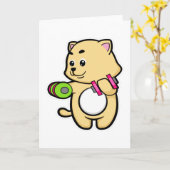 Katze beim Bizepstraining mit Hanteln Karte (Gelbe Blume)