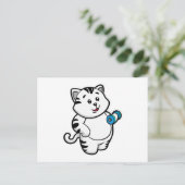 Katze beim Bizepstraining mit Kurzhantel Postkarte (Stehend Vorderseite)
