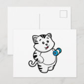 Katze beim Bizepstraining mit Kurzhantel Postkarte (Vorne/Hinten)
