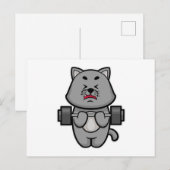 Katze beim Bizepstraining mit Langhantel Postkarte (Vorne/Hinten)