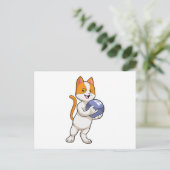 Katze beim Bowling mit Bowlingkugel Postkarte (Stehend Vorderseite)