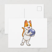 Katze beim Bowling mit Bowlingkugel Postkarte (Vorne/Hinten)