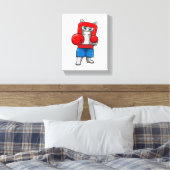 Katze beim Boxen mit Boxhandschuhen Leinwanddruck (Insitu (Schlafzimmer))