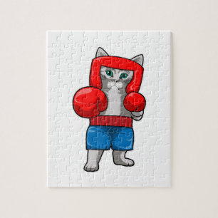 Katze beim Boxen mit Boxhandschuhen Puzzle