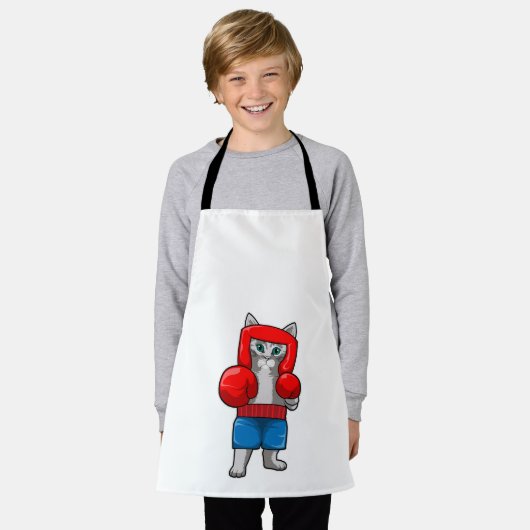 Katze beim Boxen mit Boxhandschuhen Schürze (Getragen)