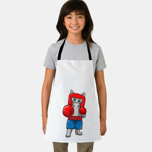 Katze beim Boxen mit Boxhandschuhen Schürze (Insitu)