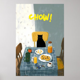 Katze beim Frühstück Wandkunst Druck - Spielend Poster