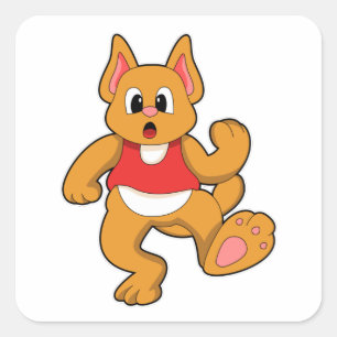 Katze beim Laufen Quadratischer Aufkleber