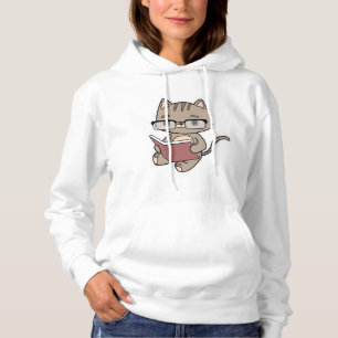 Katze beim Lesen mit Buch Hoodie
