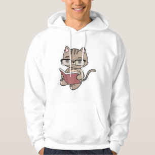 Katze beim Lesen mit Buch Hoodie