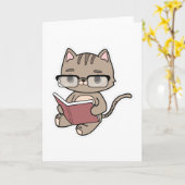 Katze beim Lesen mit Buch Karte (Gelbe Blume)