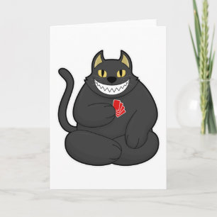 Katze beim Pokern mit Poker Karten
