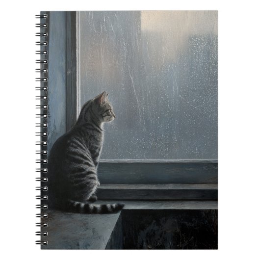 Katze beim Rainy-Window-Notebook Notizblock (Vorderseite)