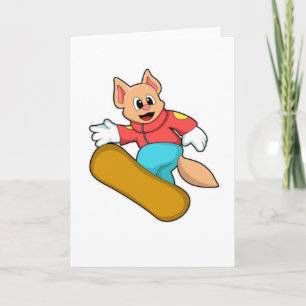 Katze beim Snowboard Sports Karte
