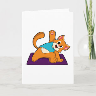 Katze beim Yoga mit Yogamatte Karte