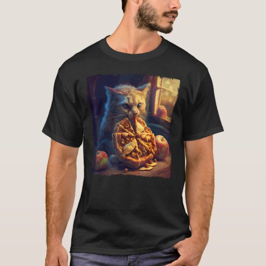 Katze beißt Apfelkuchen T-Shirt (Vorderseite)