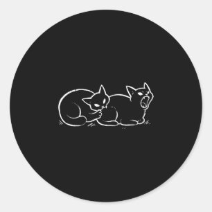 Katze beißt Katzenarsch lustiges Katzen-Meme Humor Runder Aufkleber