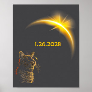 Katze beobachtet die Sonnenfinsternis Gles Lustige Poster