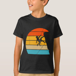 Katze Bergsteiger Boulder Sport Kunst Retro Fels T-Shirt