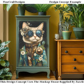 Katze, beschichtet mit der Dekoupage der Tageszeit Seidenpapier