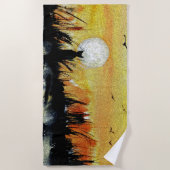 Katze, besessen von dem Mond Beach Handtuch (Vorderseite)