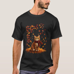 Katze Blatt Herbst Baum Hallo Herbst Erntedankfest T-Shirt