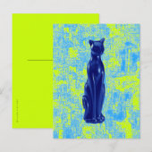 Katze Blau ~ Postkarte / Einladung (Vorne/Hinten)