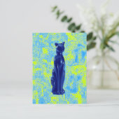 Katze Blau ~ Postkarte / Einladung (Stehend Vorderseite)