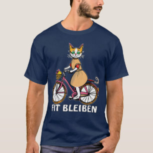 Katze bleibt fit lustiger Comic Fahrrad Radfahrer  T-Shirt