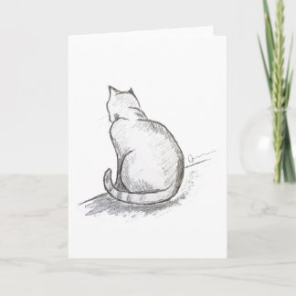 Katze Bleistift Zeichnung Grußkarte Karte