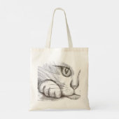 Katze Bleistiftzeichnung Tragetasche (Rückseite)